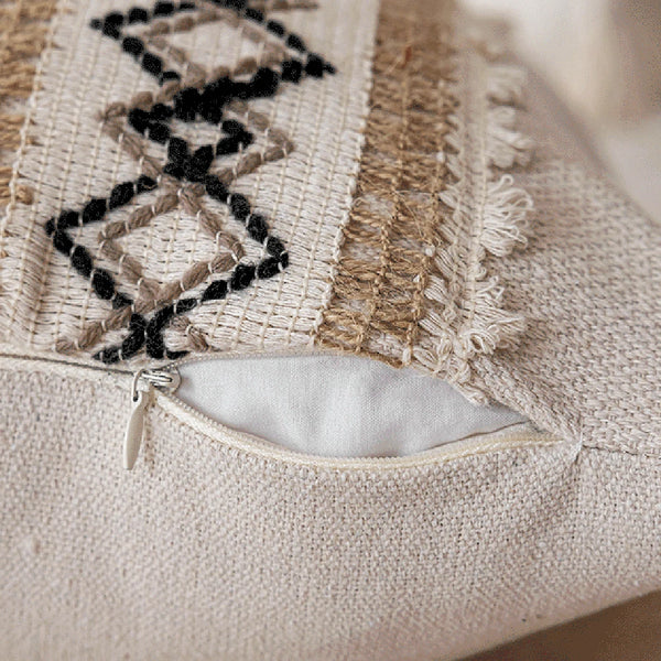 Boho Baumwoll-Leinen Kissenbezug – Geometrisches Muster für Sofa & Zuhause