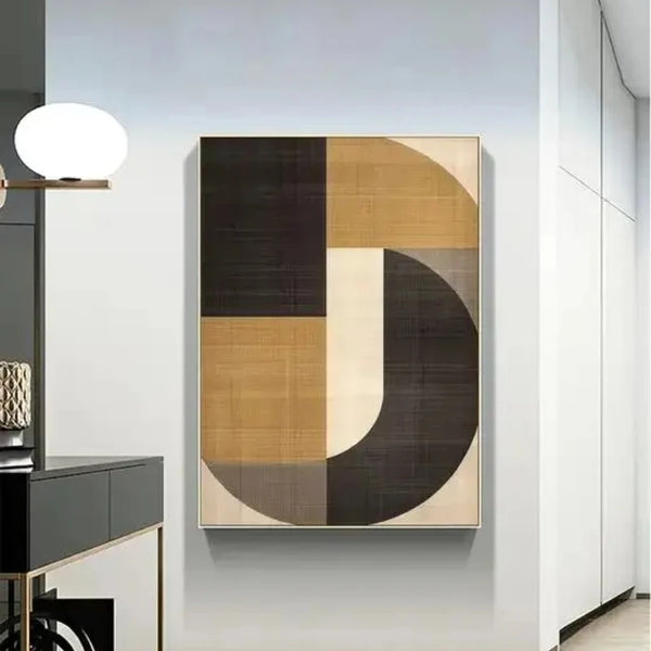 Minimalistische abstrakte Wandkunst – Strukturiertes Leinwandbild in Braun & Schwarz