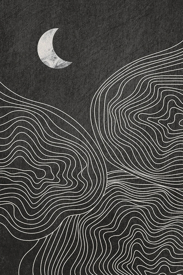 Abstrakte Boho Linienkunst – Sonnen Mond Bild