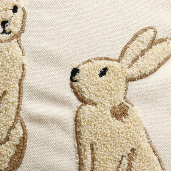 Frühlings-Ostern-Dekor-Kissenbezug, 45 x 45 cm, 30 x 50 cm, 3D-gesticktes Hasen-Design auf weichem Baumwollleinen für Wohnzimmer und Schlafzimmer