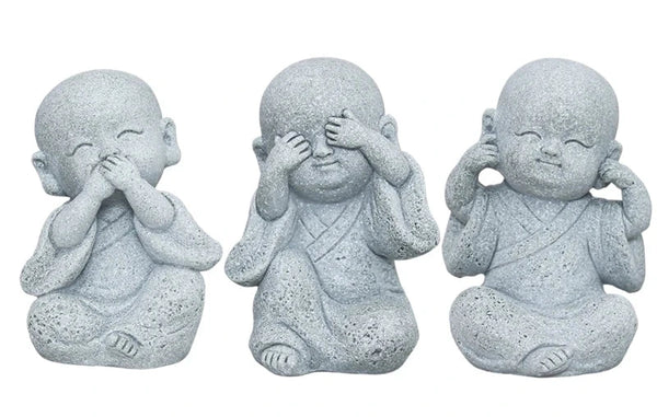 Buddha Steinstatue – Kleine buddhistische Mönche für Zen-Garten & Dekoration