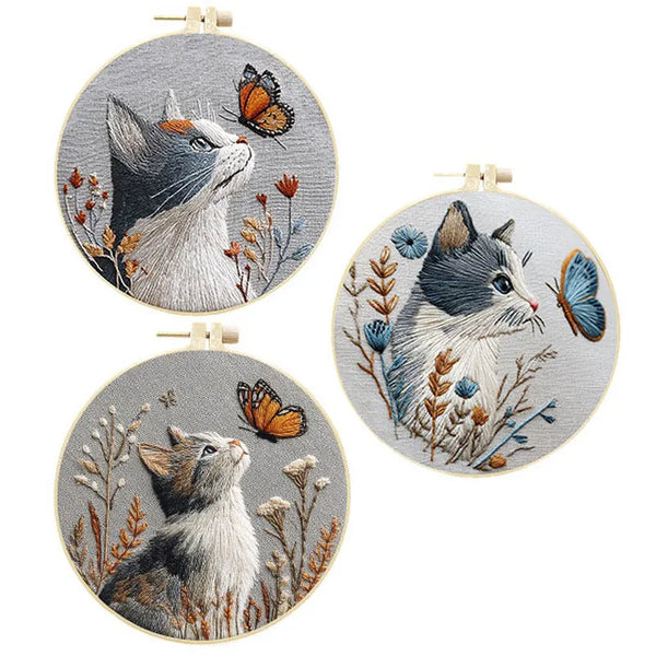 DIY Katzenstickerei Handarbeit für Zuhause– DIY-Set für Anfänger