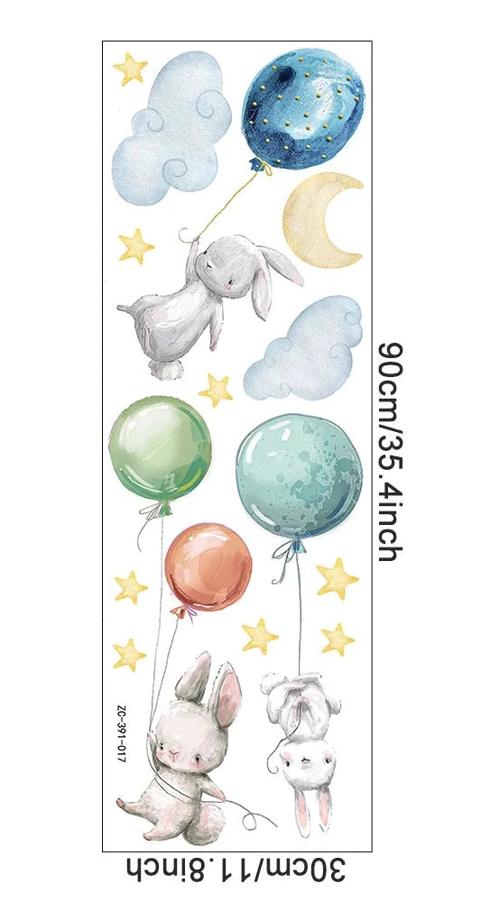 Hase mit Ballon Wandaufkleber – Durchscheinende Deko fürs Kinderzimmer