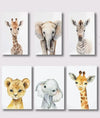 3er-Set Safari Kinderzimmer – Nordische Wandbilder mit Tiermotiven