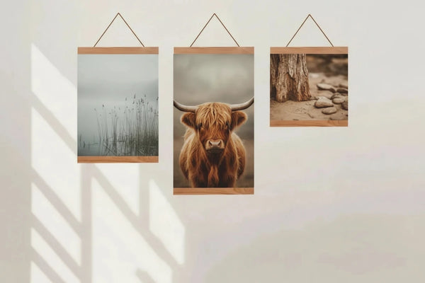 Magnetischer Poster-Aufhänger 21–50 cm aus Holz – Teak, Kiefer, Weiß, Schwarz oder Walnuss – Stilvoller Magnetrahmen für Poster & Prints