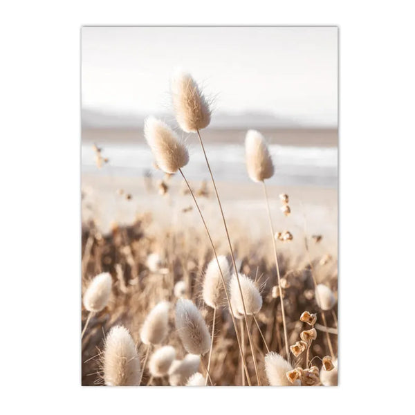 Natur Leinwand Poster mit Schilfgras, Strand & See – Skandinavische Wandkunst