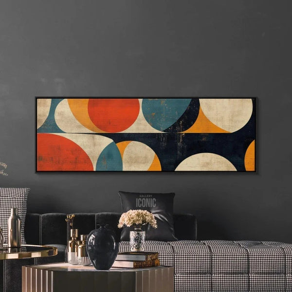 Mid-Century Moderne Wandkunst auf Leinwand – Abstrakter Bauhaus Panorama-Druck