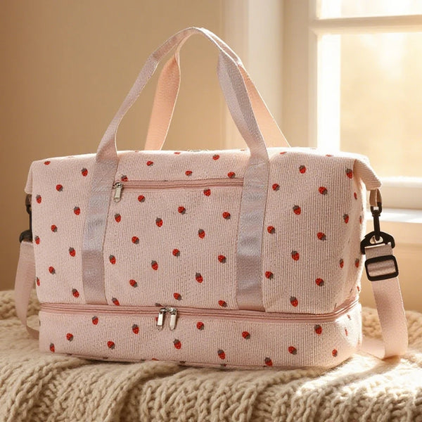 Cord-Reisetasche für Damen – Große Handgepäck- & Sporttasche mit Schuhfach