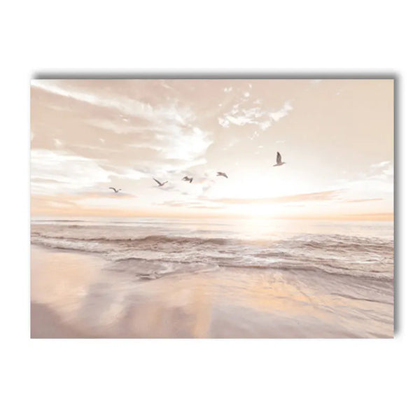 Natur Leinwand Poster mit Schilfgras, Strand & See – Skandinavische Wandkunst