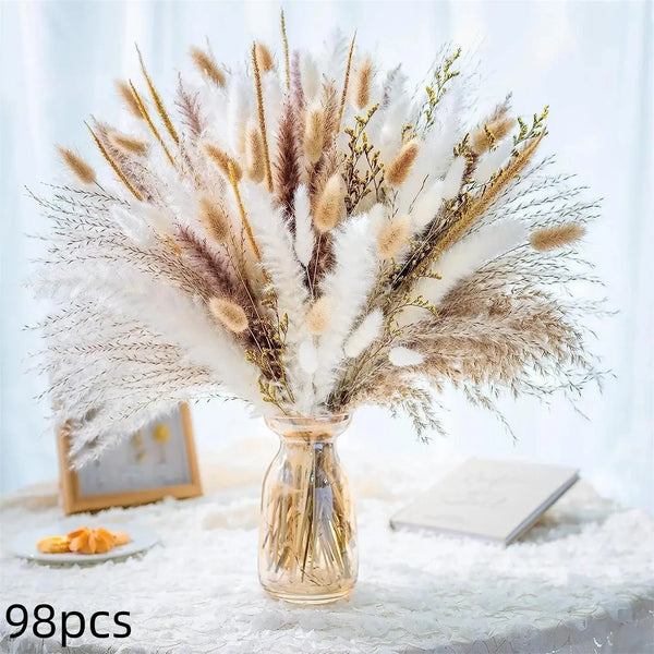 Getrocknete Blumen – Pampasgras & Hasenschwanz (Bunny Tail) für Boho Home, Hochzeit & Party-Deko