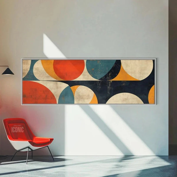 Mid-Century Moderne Wandkunst auf Leinwand – Abstrakter Bauhaus Panorama-Druck