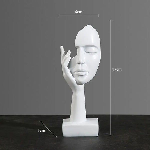 Abstrakte Gesichts-Skulptur aus Keramik – Moderne Dekofigur im minimalistischen Stil
