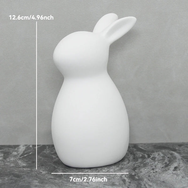Keramik Kaninchenfigur im Kawaii-Stil – Nordische Tierdeko für Wohnraum, Garten & Ostern