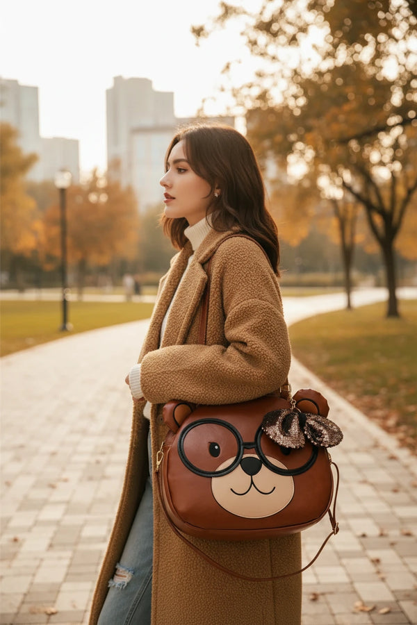 Hochwertige Damen Schultertasche mit Teddy-Motiv – Große Tote Handtasche modern & stilvoll