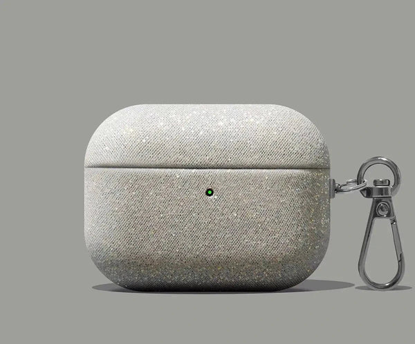 AirPods Hülle mit Glitzer-Stoff – Schutzhülle mit Metallhaken für AirPods Pro & AirPods 1–4