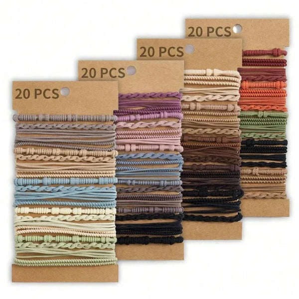 20 Stück Haarbänder & Armband-Haargummis – Boho Stil, Dehnbar