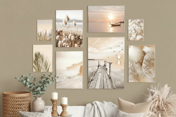 Natur Leinwand Poster mit Schilfgras, Strand & See – Skandinavische Wandkunst