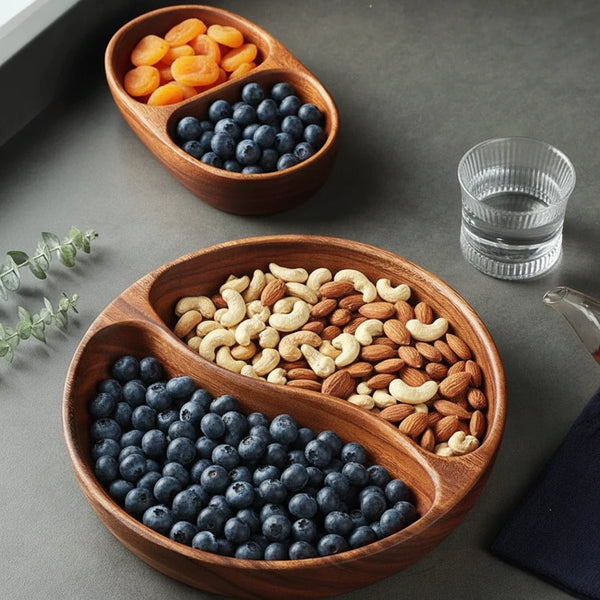 Akazienholz Tablett – Schale, Serviertablett für Snacks, Nüsse & Dessert