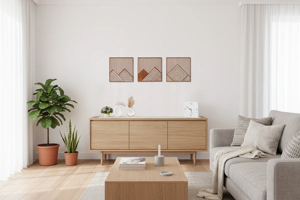 3 Stück moderne Holzkunst-Wanddekoration, Holzkunst-Dekor für Wohnzimmer, Schlafzimmer, Büro, einfach zu installierender Heimdekor-Stil