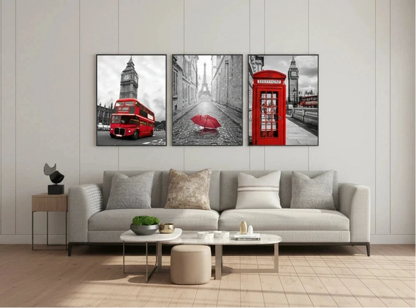 Leinwanddruck Stadt London & Paris – Nordic Wandkunst fürs Wohnzimmer