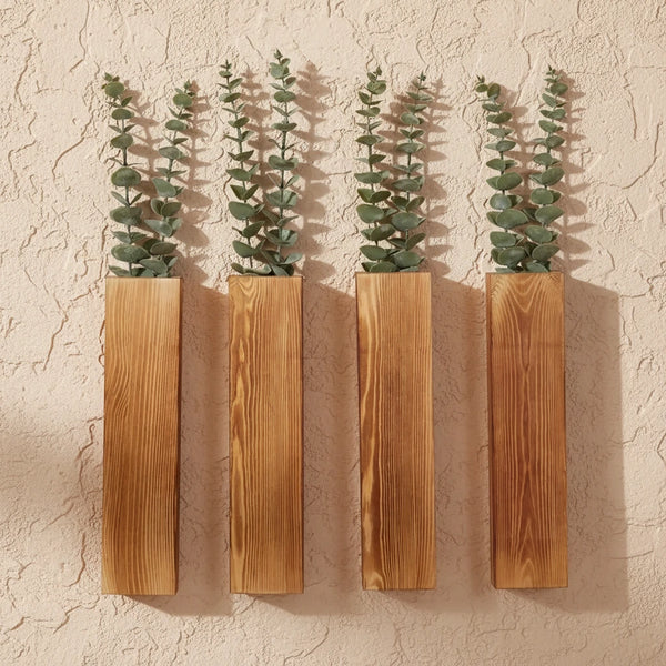 Wandpflanzer aus Holz – Hängender Pflanzenhalter & Taschenvase für künstliche Blumen | Wanddekoration für Wohnzimmer