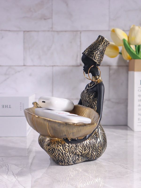 Afrikanische Mädchen-Skulptur aus Resin – Moderne Dekofigur mit kulturellem Flair