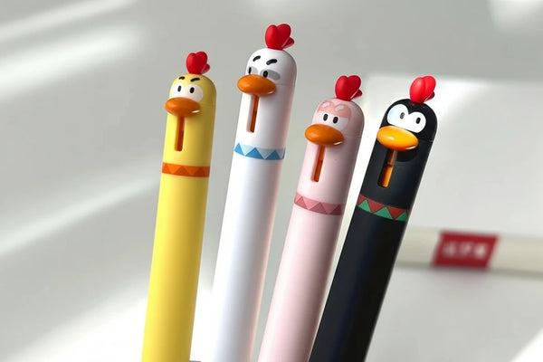 4 Gelstifte – Schwarz schreibend mit lustigen Motiven