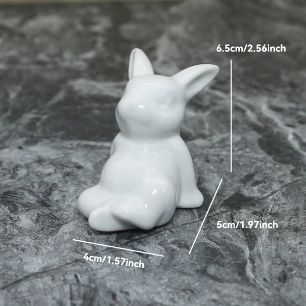 Keramik Kaninchenfigur im Kawaii-Stil – Nordische Tierdeko für Wohnraum, Garten & Ostern