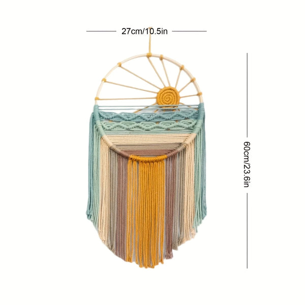 Makramee Traumfänger im Boho-Stil – Regenbogen & Sonne Wanddeko für Kinderzimmer