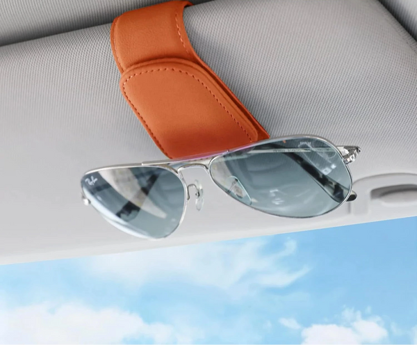 Eleganter Leder-Sonnenbrillen- & Ticketclip für den Auto-Sonnenschutz