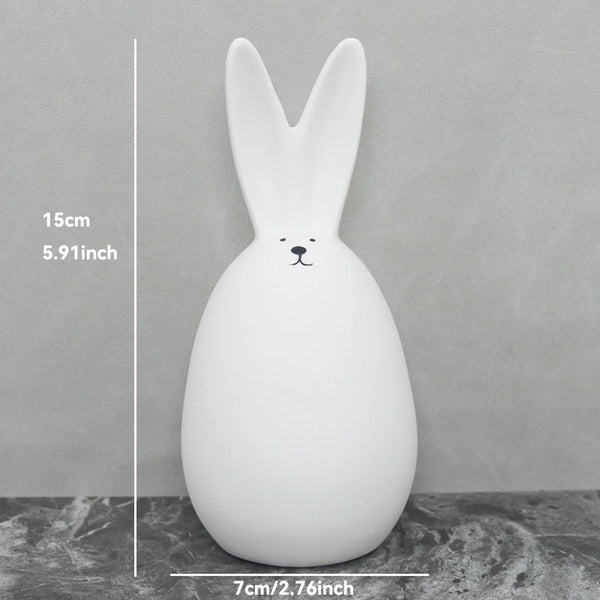 Keramik Kaninchenfigur im Kawaii-Stil – Nordische Tierdeko für Wohnraum, Garten & Ostern