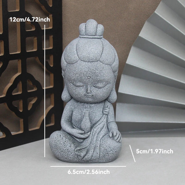 Buddha Steinstatue – Kleine buddhistische Mönche für Zen-Garten & Dekoration