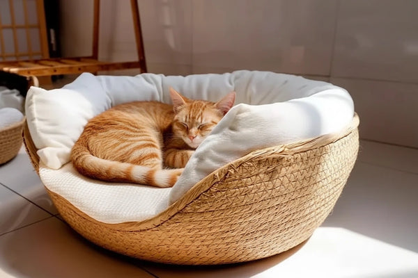 Bambus Katzenbett – Warmes Haustiernest für Kleine und Mittelgroße Katzen