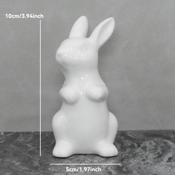 Keramik Kaninchenfigur im Kawaii-Stil – Nordische Tierdeko für Wohnraum, Garten & Ostern