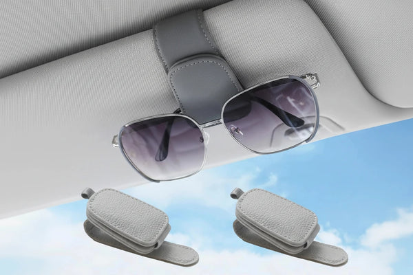 Eleganter Leder-Sonnenbrillen- & Ticketclip für den Auto-Sonnenschutz