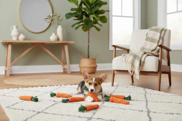 Hundespielzeug Karotte – Knoten Kauspielzeug aus Baumwollseil für Hunde und Katzen