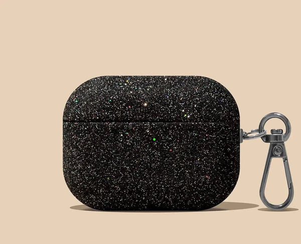 AirPods Hülle mit Glitzer-Stoff – Schutzhülle mit Metallhaken für AirPods Pro & AirPods 1–4