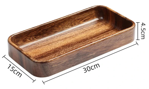 Akazienholz Tablett – Schale, Serviertablett für Snacks, Nüsse & Dessert