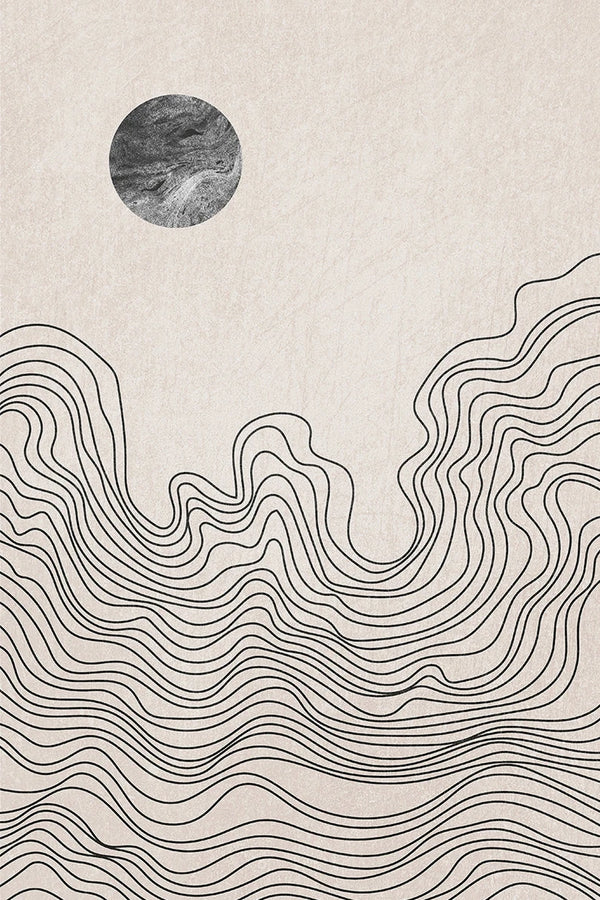Abstrakte Boho Linienkunst – Sonnen Mond Bild