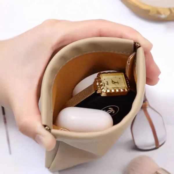 Mini-Kosmetiktasche aus PU-Leder – Tragbare Make-up-Tasche für Reisen & Alltag