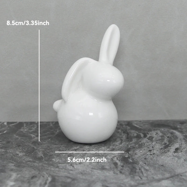 Keramik Kaninchenfigur im Kawaii-Stil – Nordische Tierdeko für Wohnraum, Garten & Ostern