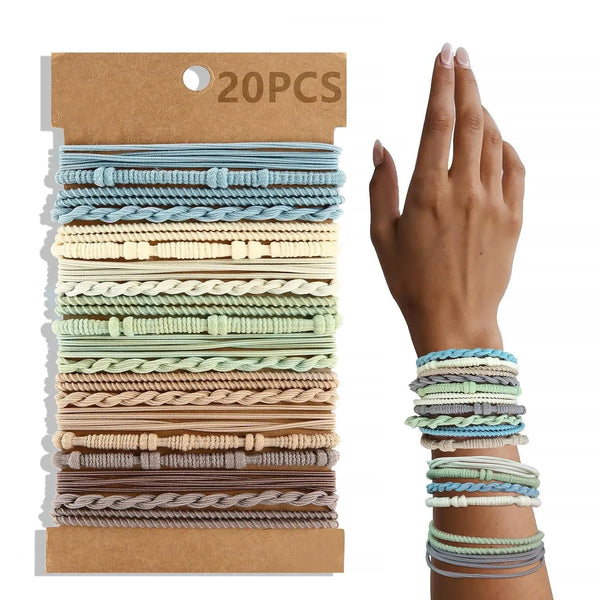 20 Stück Haarbänder & Armband-Haargummis – Boho Stil, Dehnbar