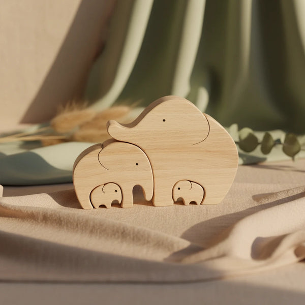 Niedliche Holz Elefanten Statue – Kinderzimmer & Möbel Dekoration