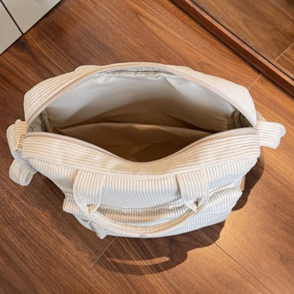 Cord-Umhängetasche für Damen – Große Casual Einkaufstasche mit mehreren Fächern