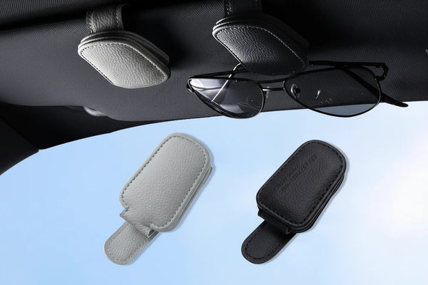 Eleganter Leder-Sonnenbrillen- & Ticketclip für den Auto-Sonnenschutz