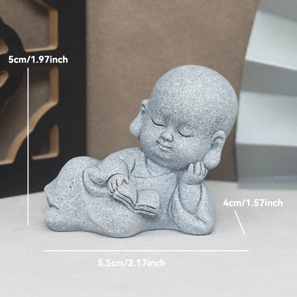 Buddha Steinstatue – Kleine buddhistische Mönche für Zen-Garten & Dekoration