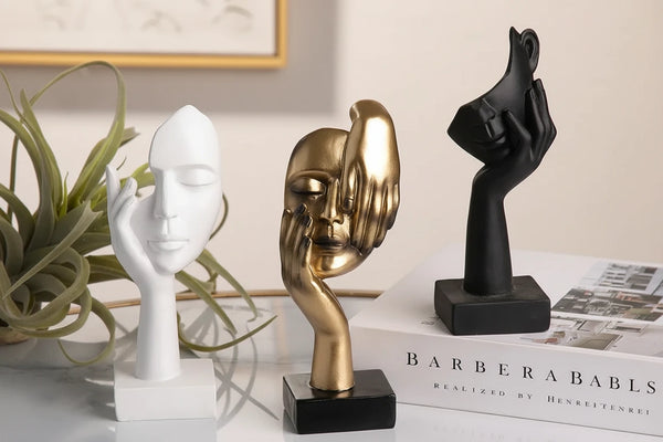 Abstrakte Gesichts-Skulptur aus Keramik – Moderne Dekofigur im minimalistischen Stil