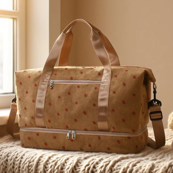 Cord-Reisetasche für Damen – Große Handgepäck- & Sporttasche mit Schuhfach