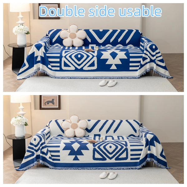 Chenille-Decke im Boho-Stil – Weiche Wohndecke mit Quasten (130×170 cm)