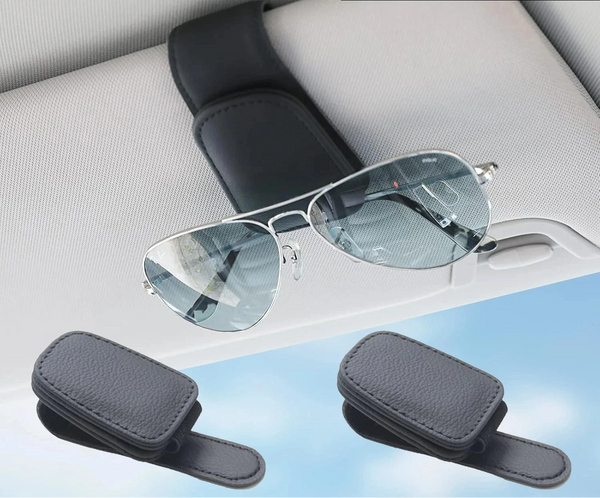 Eleganter Leder-Sonnenbrillen- & Ticketclip für den Auto-Sonnenschutz